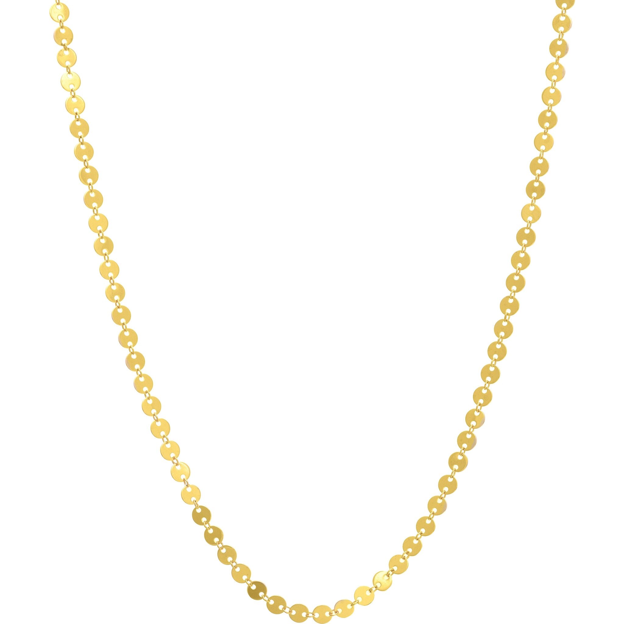 Olas d'Oro 18" Necklace - 14K Yellow Gold Full Mini Disc Station Adjustable Necklace