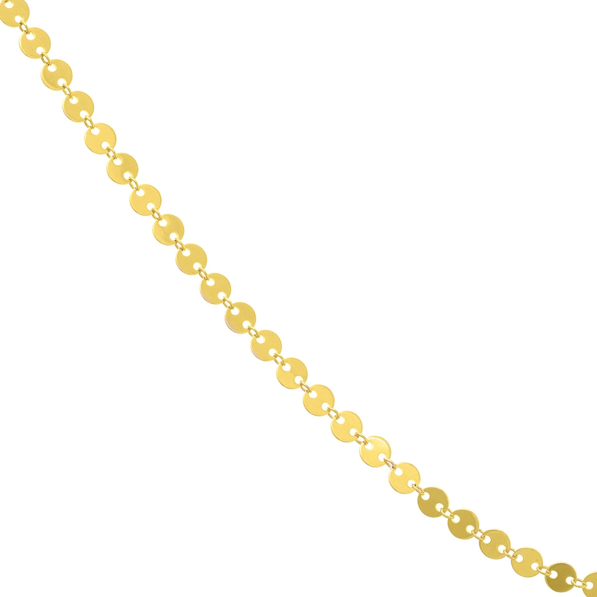 Olas d'Oro 18" Necklace - 14K Yellow Gold Full Mini Disc Station Adjustable Necklace