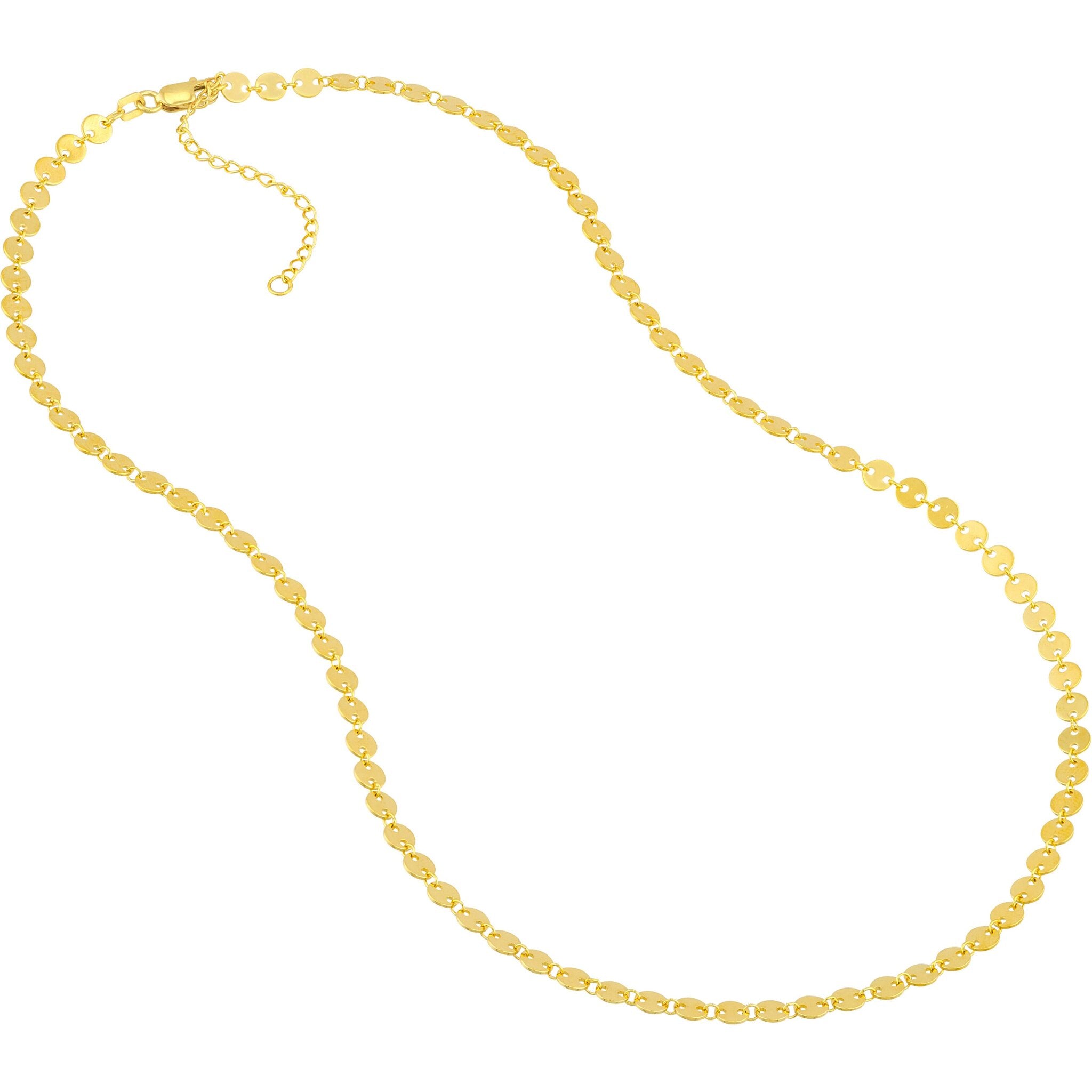 Olas d'Oro 18" Necklace - 14K Yellow Gold Full Mini Disc Station Adjustable Necklace