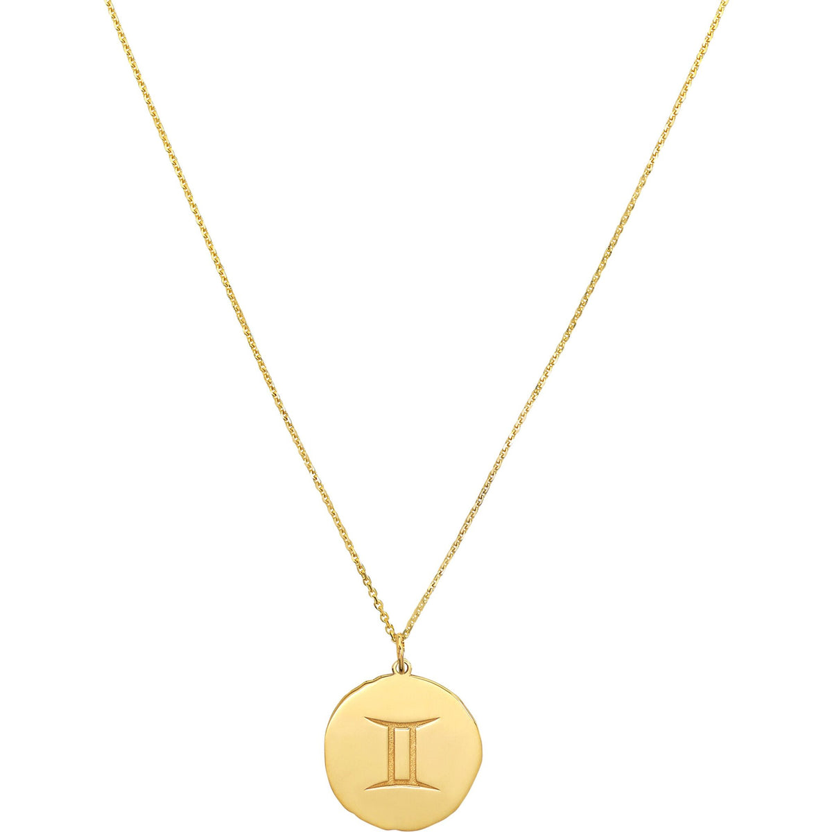 Olas d'Oro 18" Necklace - 14K Yellow Gold Gemini Organic Disc Pendant Necklace