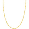 Olas d'Oro 18" Necklace - 14K Yellow Gold Hollow 1+1 Paper Clip Chain with Lobster Lock