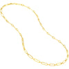 Olas d'Oro 18" Necklace - 14K Yellow Gold Hollow 1+1 Paper Clip Chain with Lobster Lock