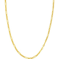 Olas d'Oro 18" Necklace - 14K Yellow Gold Hollow 3+1 Paper Clip Chain with Lobster Lock