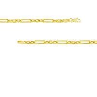 Olas d'Oro 18" Necklace - 14K Yellow Gold Hollow 3+1 Paper Clip Chain with Lobster Lock