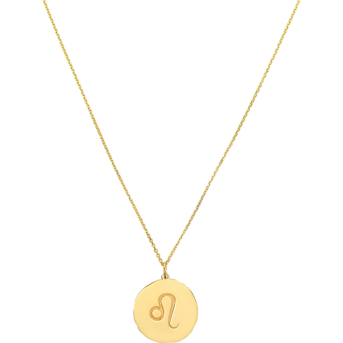Olas d'Oro 18" Necklace - 14K Yellow Gold Leo Organic Disc Pendant Necklace