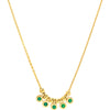 Olas d'Oro 18" Necklace - 14K Yellow Gold Mini Emerald Bezel and Bead Station Necklace