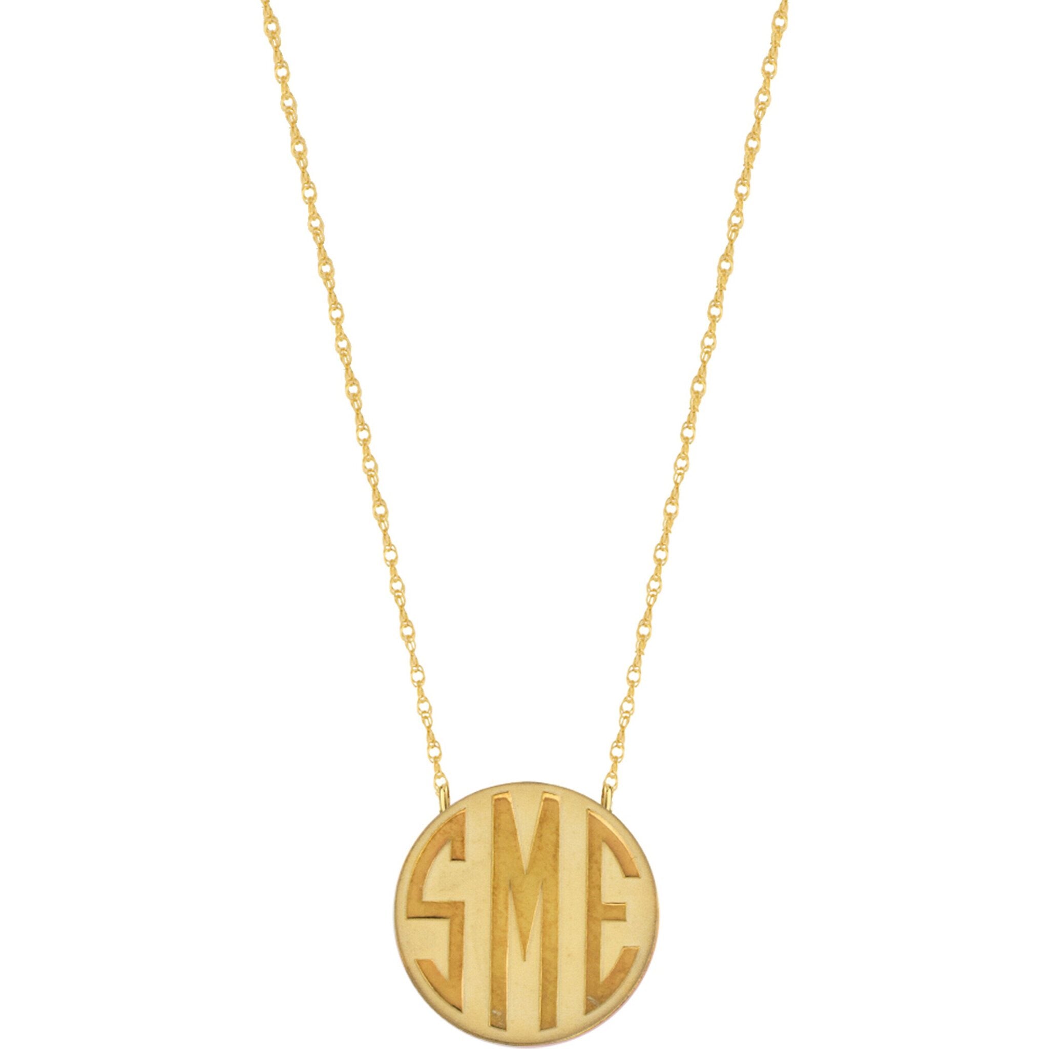 Olas d'Oro 18" Necklace - 14K Yellow Gold Personalization Small Block Monogram Necklace