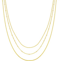 Olas d'Oro 18" Necklace - 14K Yellow Gold Rolo/Saturn/Curb Triple Chain Necklace