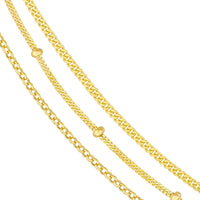 Olas d'Oro 18" Necklace - 14K Yellow Gold Rolo/Saturn/Curb Triple Chain Necklace
