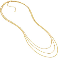 Olas d'Oro 18" Necklace - 14K Yellow Gold Rolo/Saturn/Curb Triple Chain Necklace
