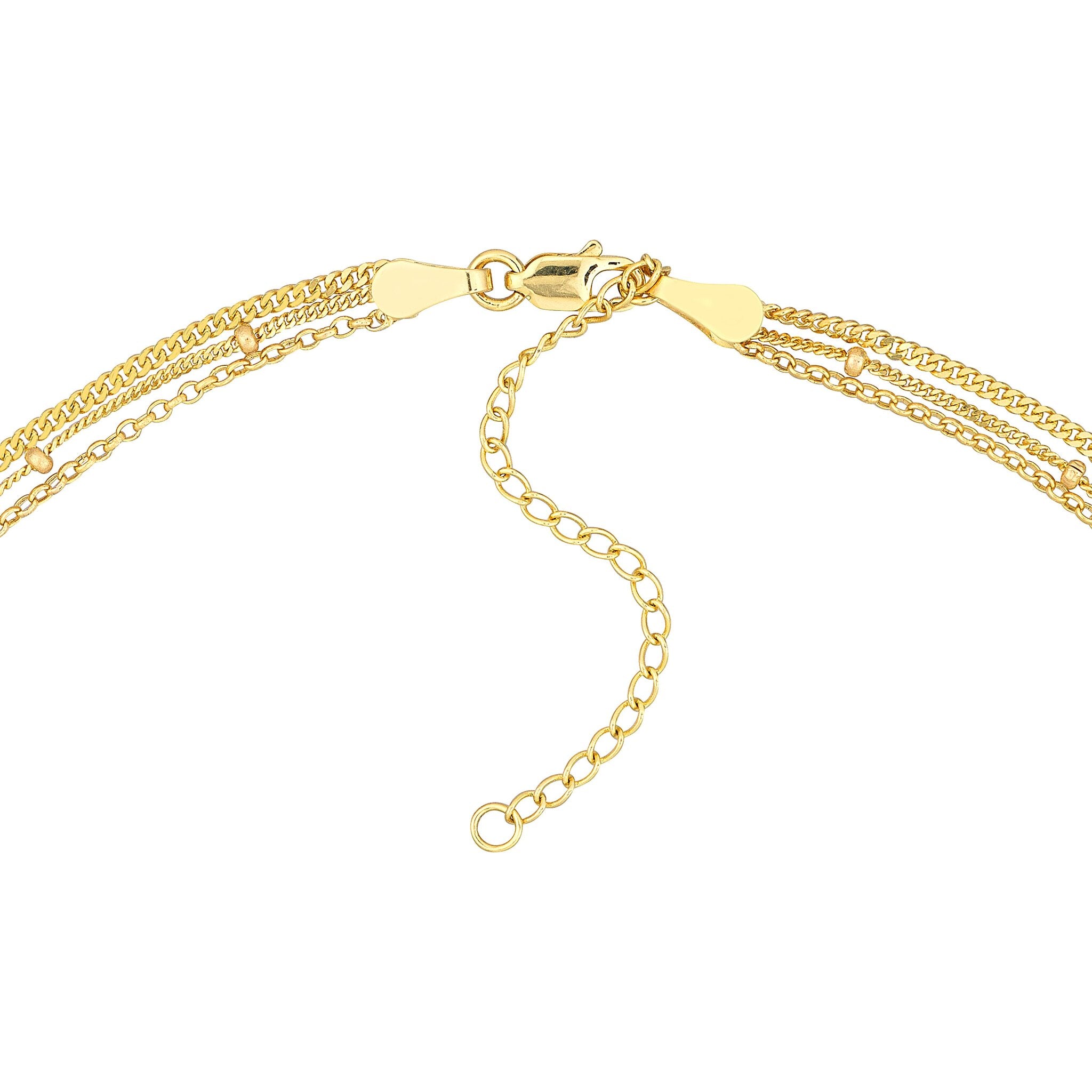 Olas d'Oro 18" Necklace - 14K Yellow Gold Rolo/Saturn/Curb Triple Chain Necklace
