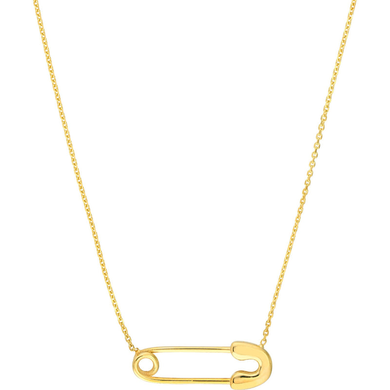 Olas d'Oro 18" Necklace - 14K Yellow Gold Safety Pin Necklace