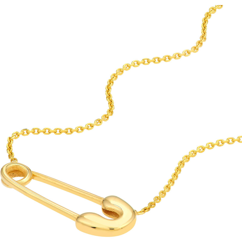 Olas d'Oro 18" Necklace - 14K Yellow Gold Safety Pin Necklace