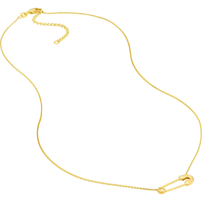 Olas d'Oro 18" Necklace - 14K Yellow Gold Safety Pin Necklace