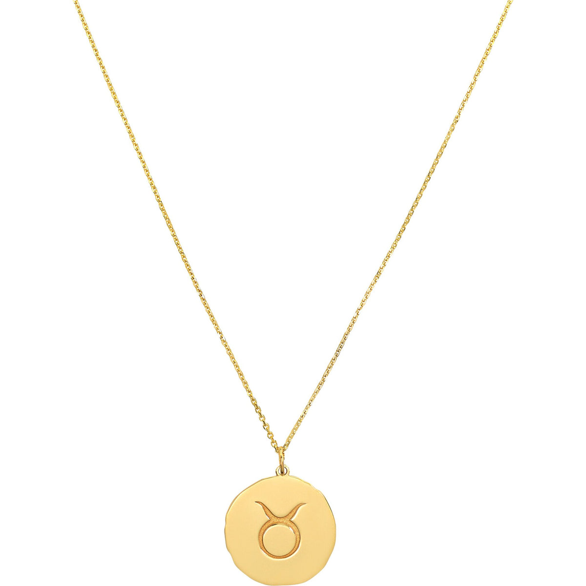 Olas d'Oro 18" Necklace - 14K Yellow Gold Taurus Organic Disc Pendant Necklace