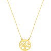 Olas d'Oro 18" Necklace - 14K Yellow Gold Tree of Life Cutout Adjustable Necklace