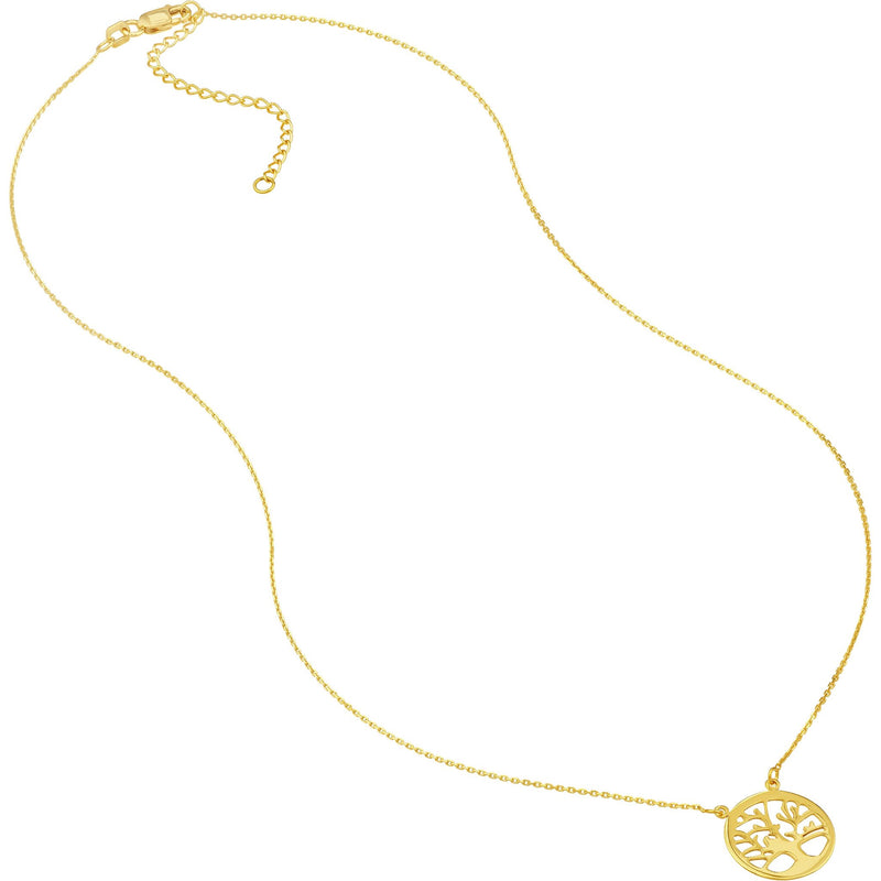 Olas d'Oro 18" Necklace - 14K Yellow Gold Tree of Life Cutout Adjustable Necklace