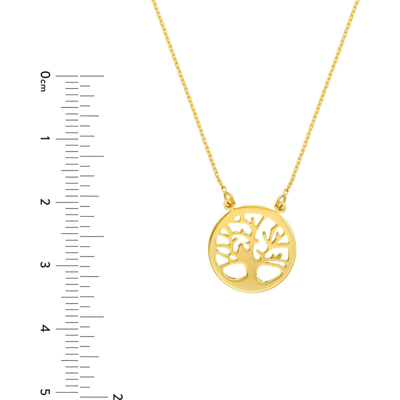 Olas d'Oro 18" Necklace - 14K Yellow Gold Tree of Life Cutout Adjustable Necklace