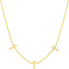 Olas d'Oro 18" Necklace - 14K Yellow Gold Triple Cross with Diamond Necklace