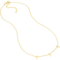 Olas d'Oro 18" Necklace - 14K Yellow Gold Triple Cross with Diamond Necklace