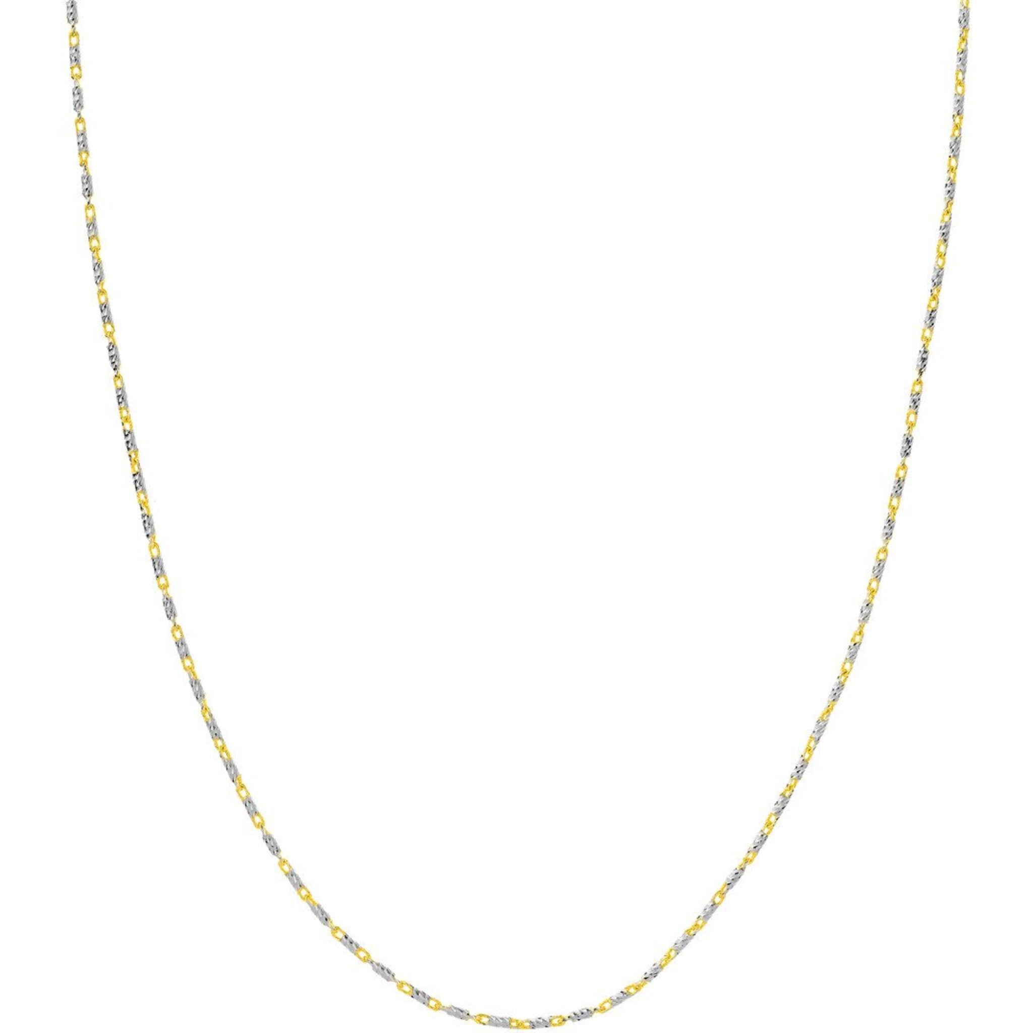 Olas d'Oro 18" Necklace - 14K Yellow/White Gold 1.5mm Two-Tone Brilliant-Cut Chain