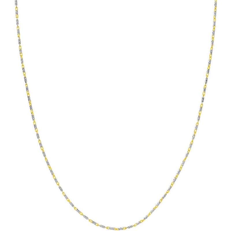 Olas d'Oro 18" Necklace - 14K Yellow/White Gold 1.5mm Two-Tone Brilliant-Cut Chain