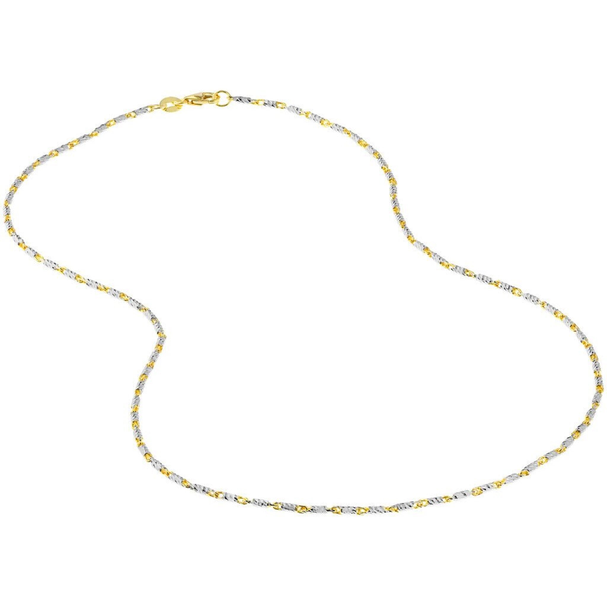 Olas d'Oro 18" Necklace - 14K Yellow/White Gold 1.5mm Two-Tone Brilliant-Cut Chain