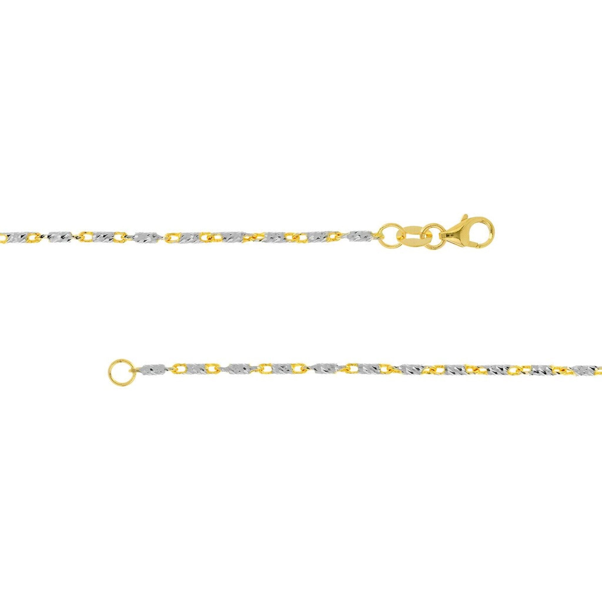Olas d'Oro 18" Necklace - 14K Yellow/White Gold 1.5mm Two-Tone Brilliant-Cut Chain