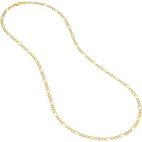 Olas d'Oro 18" Necklace - 14K Yellow/White Gold 3.9mm Two-Tone Pave Figaro Chain with Lobster Lock