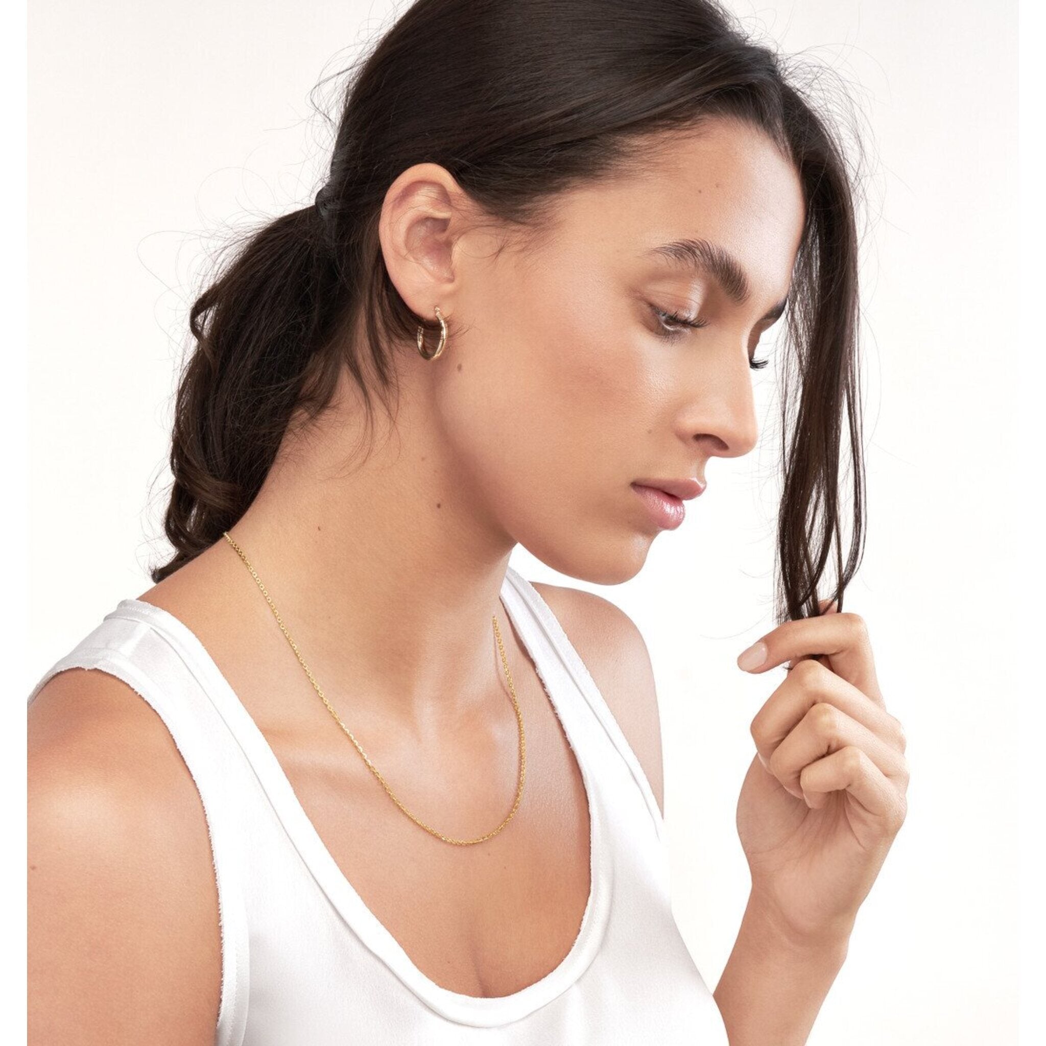 Olas d'Oro 18" Necklace - 14K Yellow/White Gold Two-Tone Brill Cable Chain