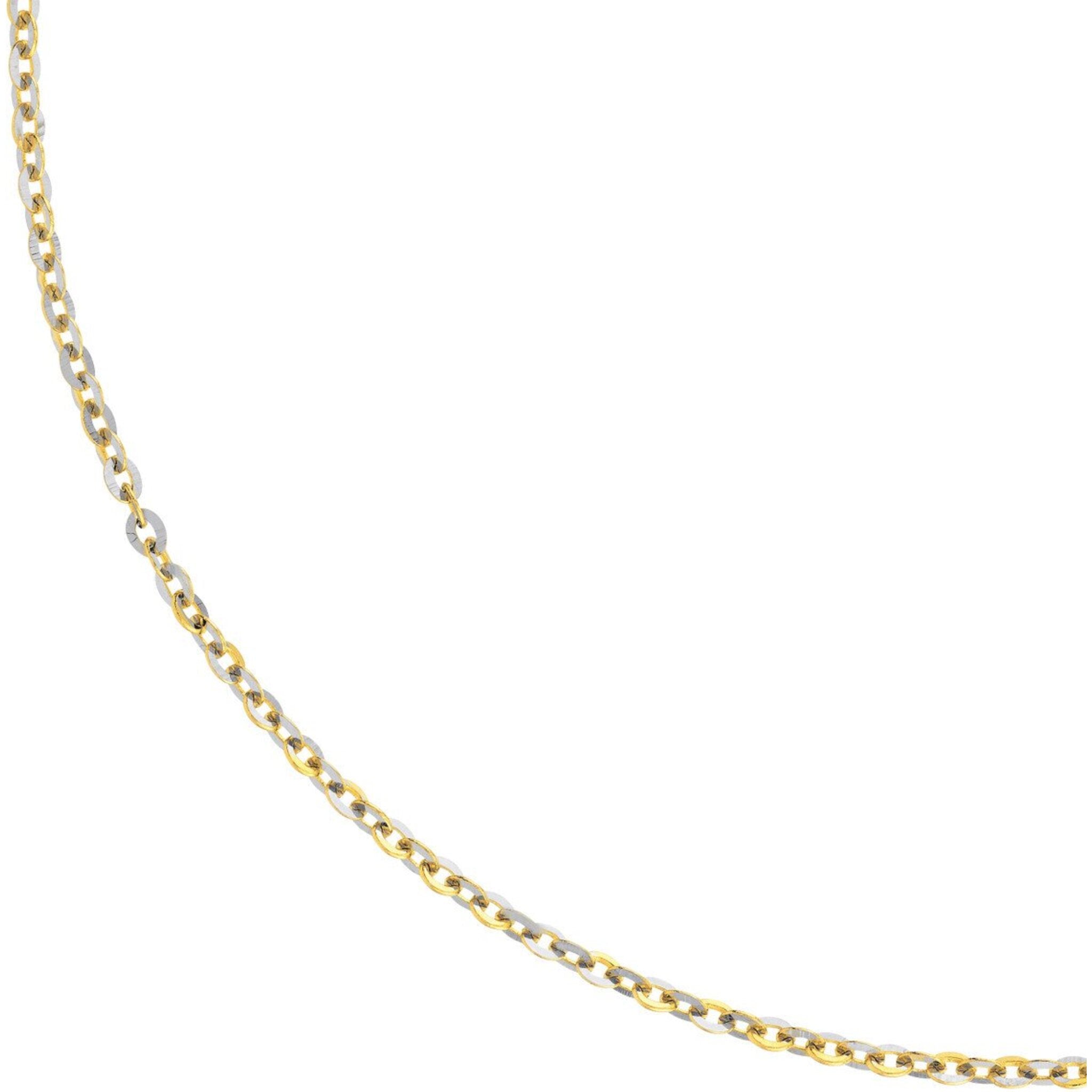 Olas d'Oro 18" Necklace - 14K Yellow/White Gold Two-Tone Brill Cable Chain