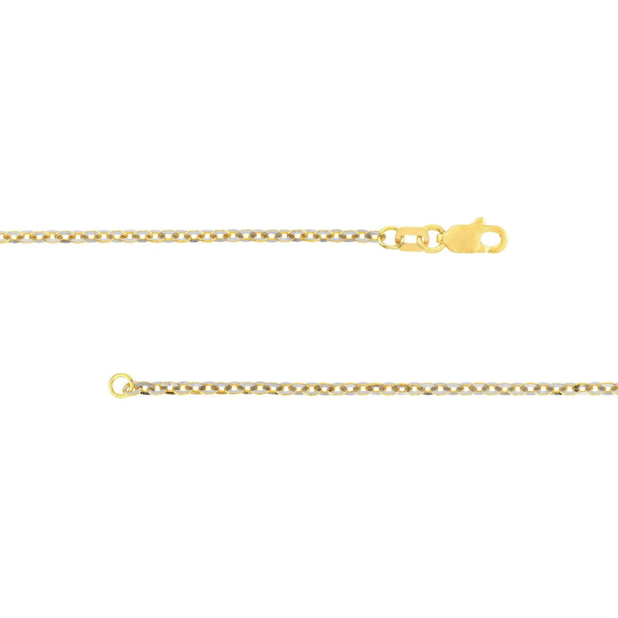 Olas d'Oro 18" Necklace - 14K Yellow/White Gold Two-Tone Brill Cable Chain