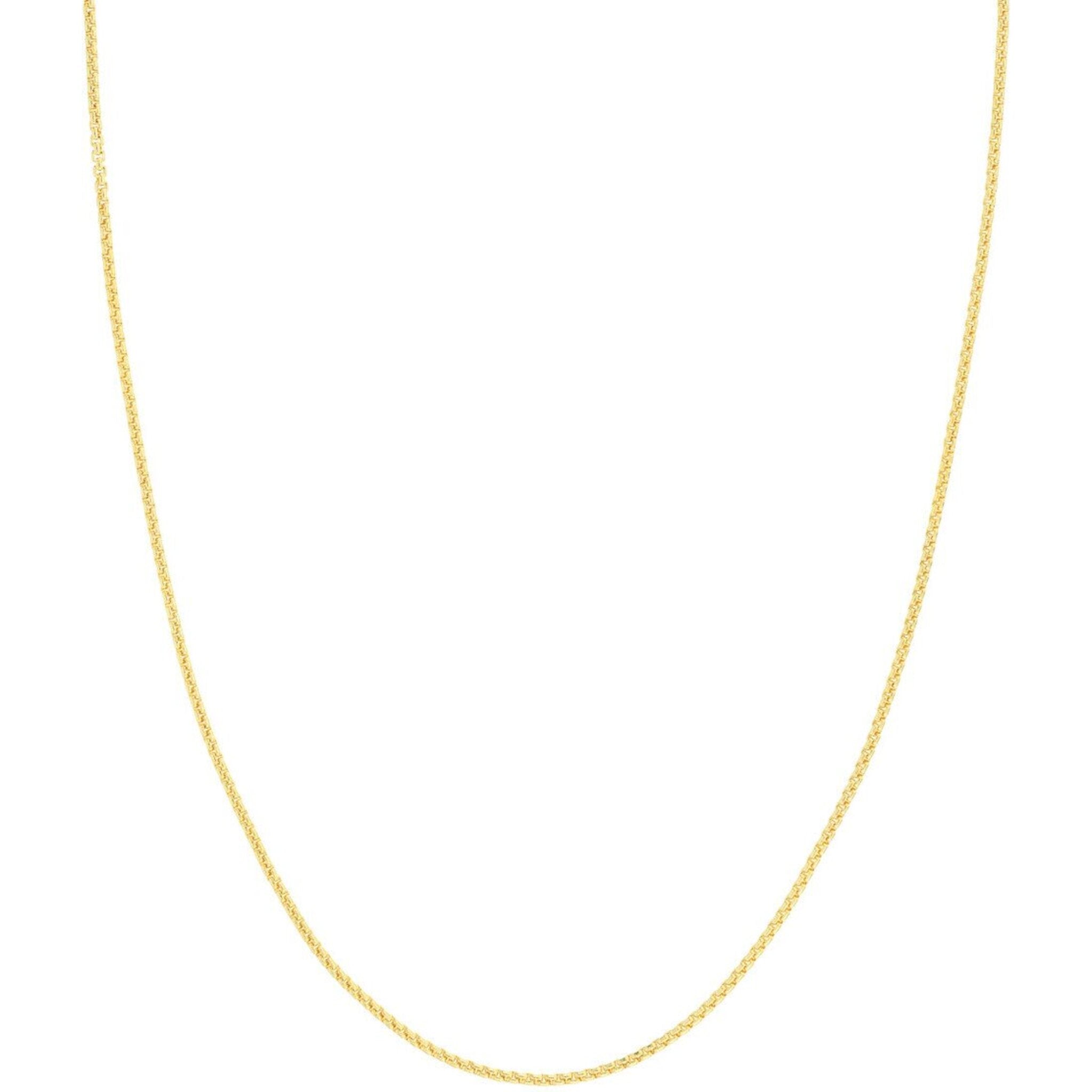 Olas d'Oro 18" Necklace - 18K Yellow Gold 1.75mm Solid Round Box Chain with Lobster Lock