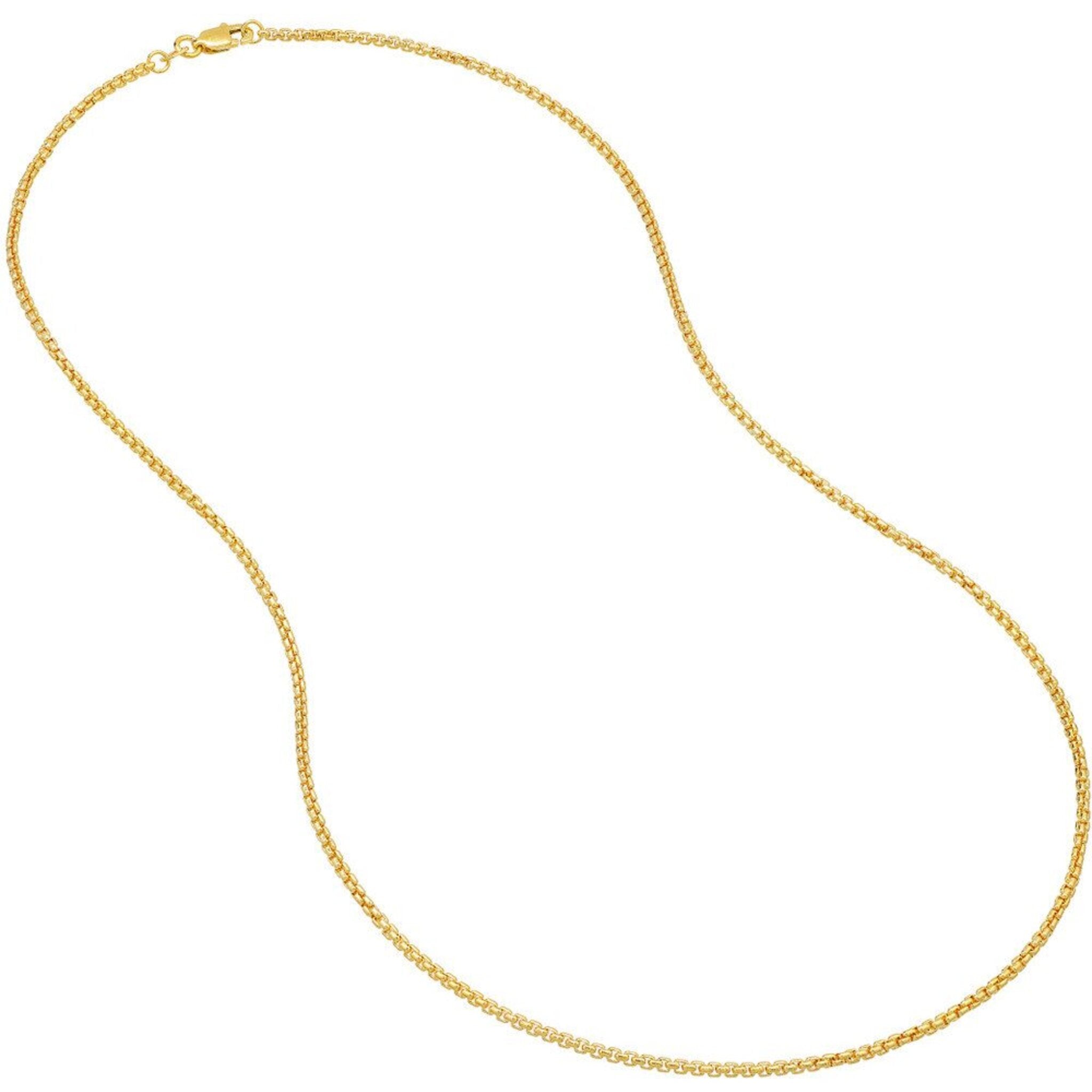 Olas d'Oro 18" Necklace - 18K Yellow Gold 1.75mm Solid Round Box Chain with Lobster Lock