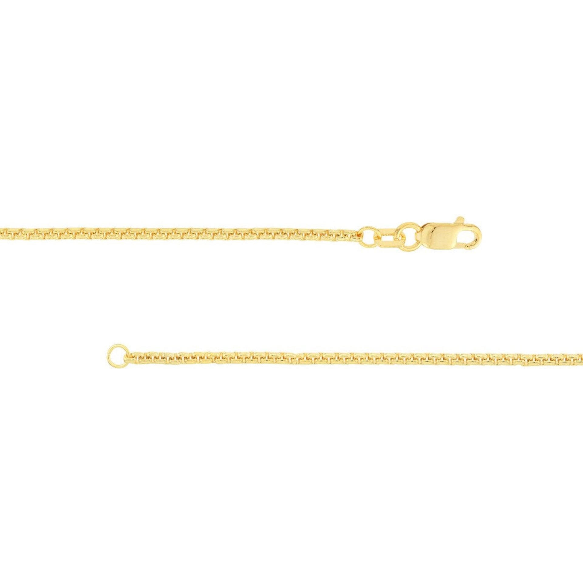9ct Yellow Gold Diamond Cut 1.50mm Solid Round Box Chain with Lobster Catch - 46cm Gold Chain 9ct Yellow Gold Diamond Cut 1.50mm Solid Round Box Chain with Lobster Catch - 46cm Gold Chain