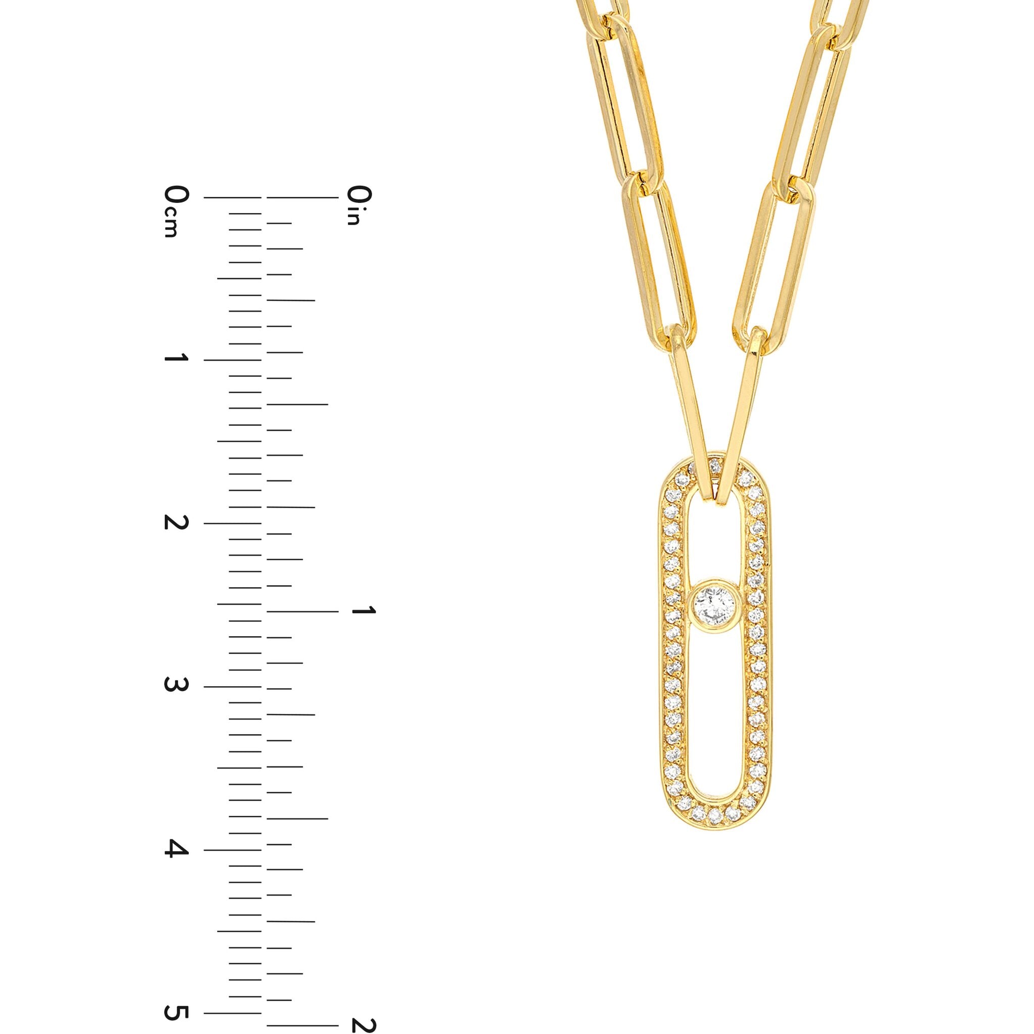 Paperclip Chain with 3 Pave Diamond Links