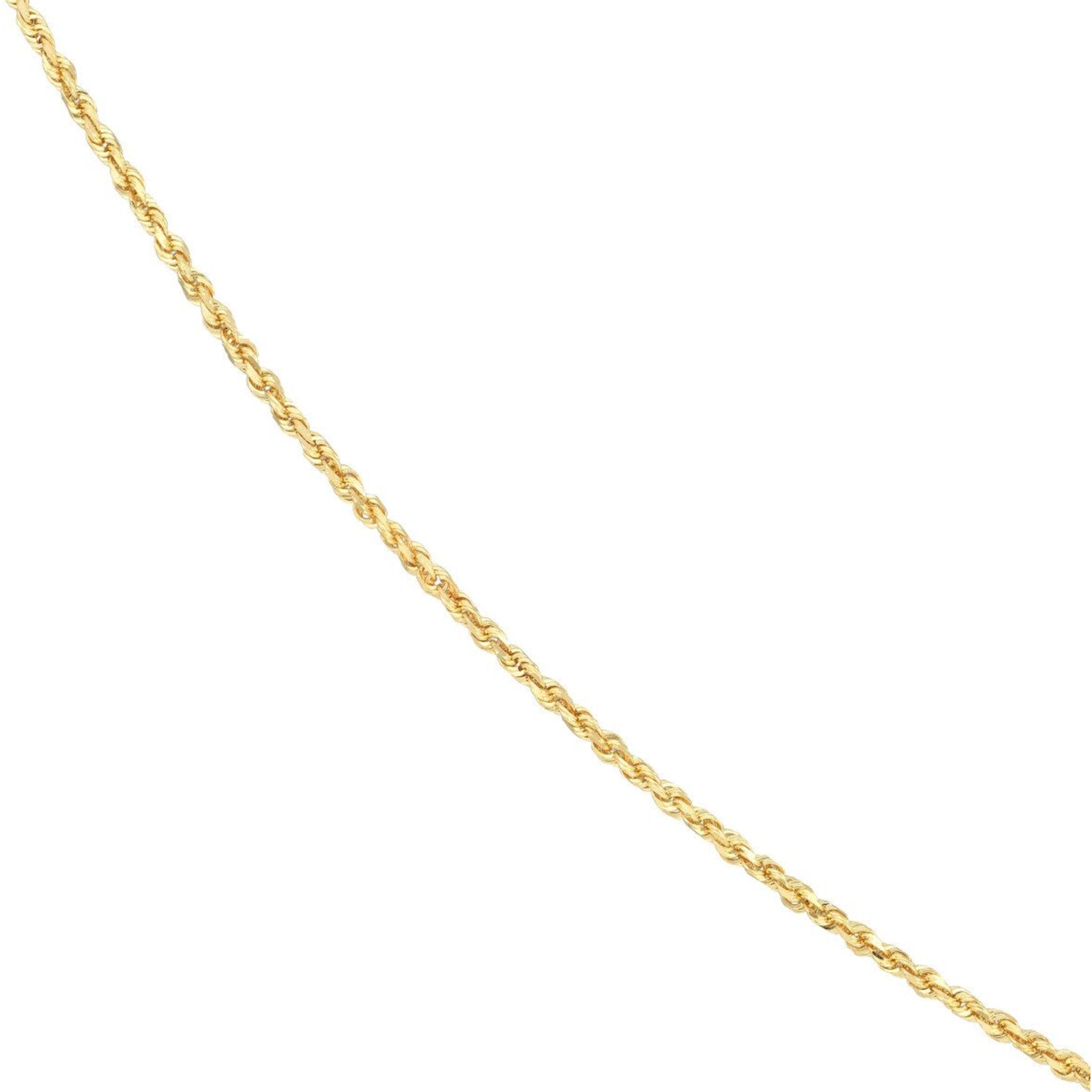 Olas d'Oro 20" Necklace - 10K Yellow Gold 1.8mm Diamond Cut Rope Chain with Lobster Lock