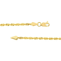 Olas d'Oro 20" Necklace - 10K Yellow Gold 2.3mm Diamond Cut Rope Chain with Lobster Lock