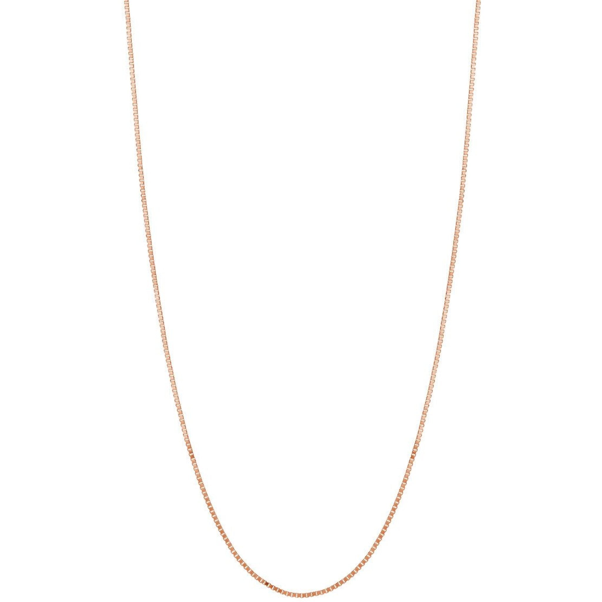 Olas d'Oro 20" Necklace - 14K Rose Gold 0.66mm Box Chain with Lobster Lock