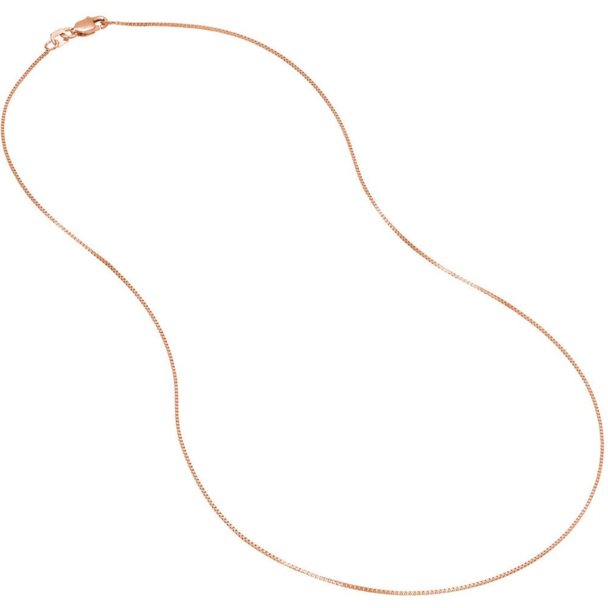 Olas d'Oro 20" Necklace - 14K Rose Gold 0.66mm Box Chain with Lobster Lock
