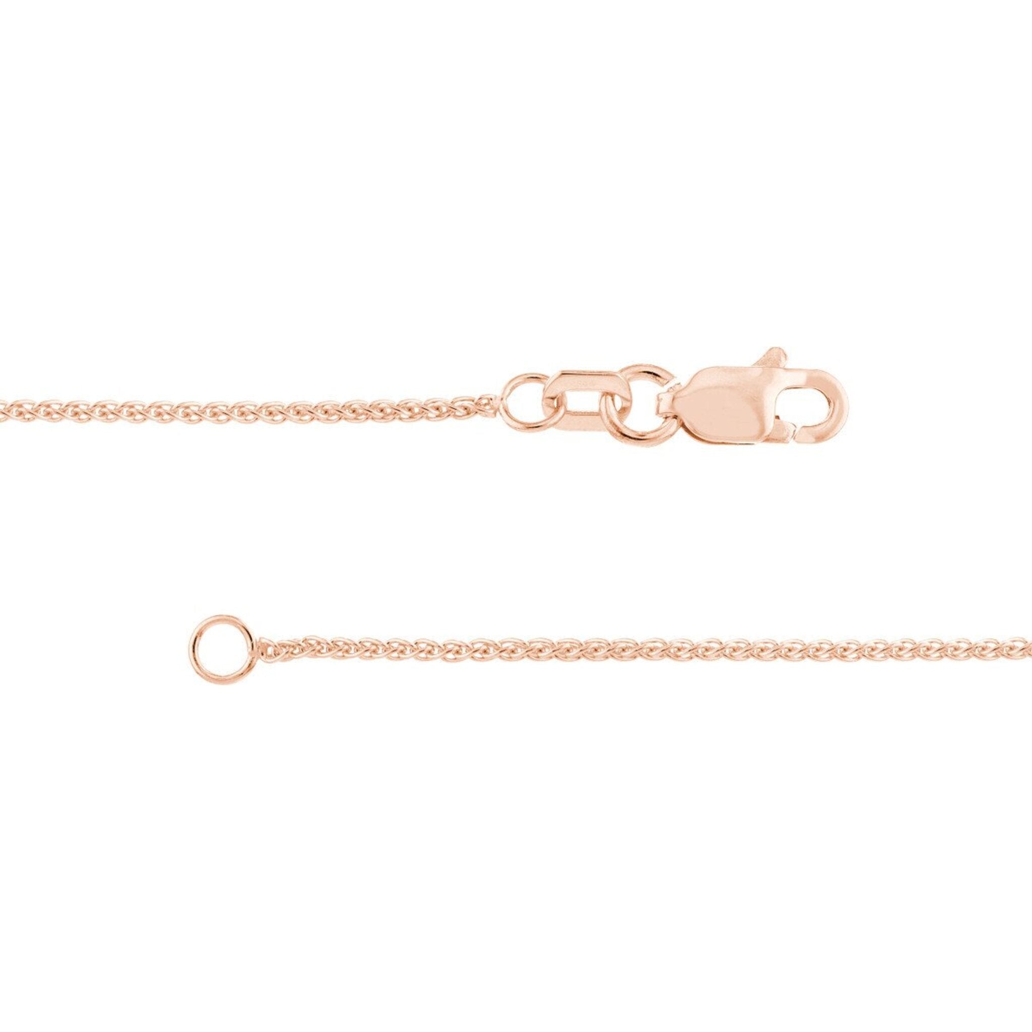 Olas d'Oro 20" Necklace - 14K Rose Gold 1.05mm Wheat Chain with Lobster Lock