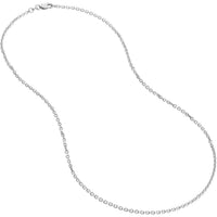 Olas d'Oro 20" Necklace - 14K White Gold 1.8mm Diamond Cut Cable Chain with Lobster Lock