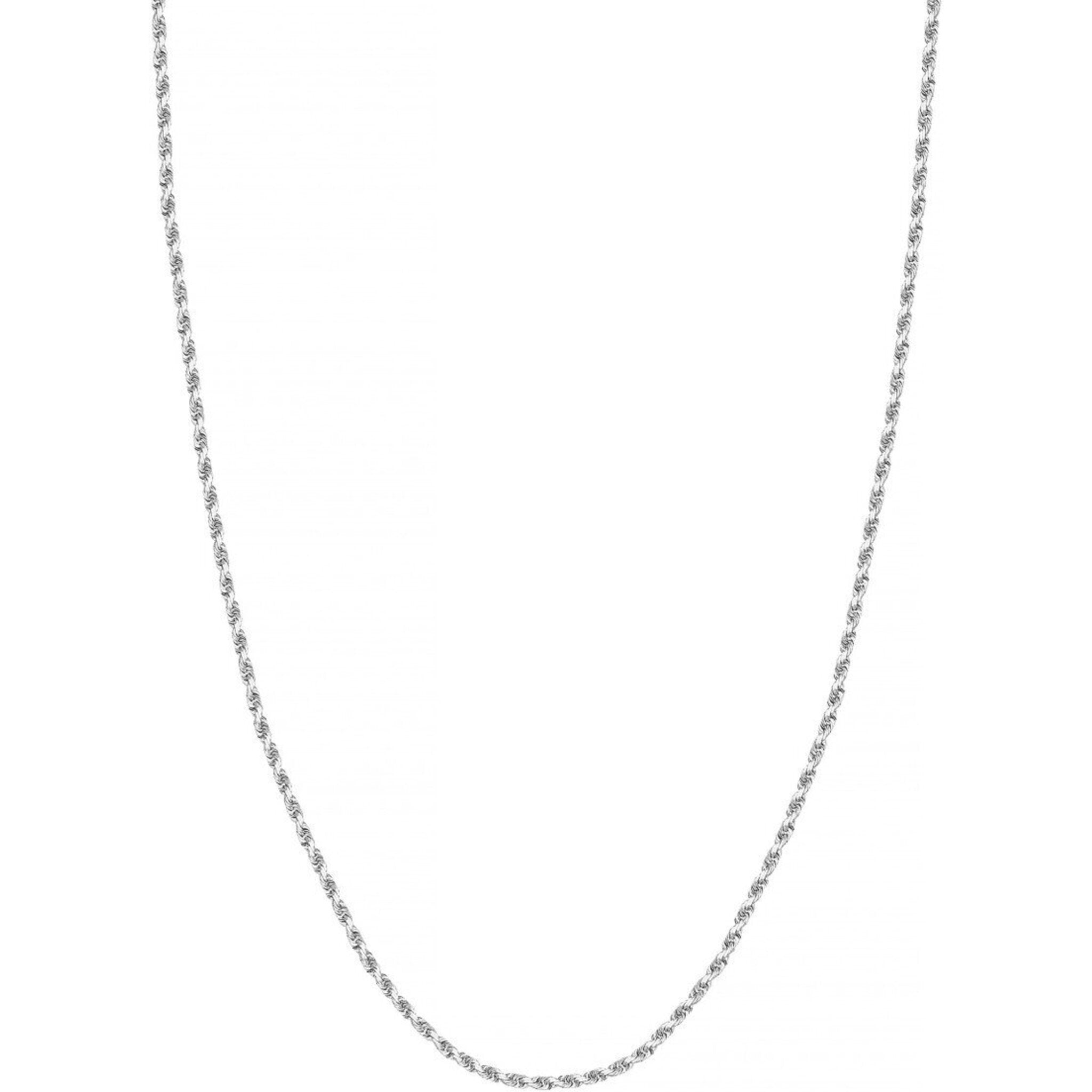 Olas d'Oro 20" Necklace - 14K White Gold 2.15mm Diamond Cut Rope Chain with Lobster Lock