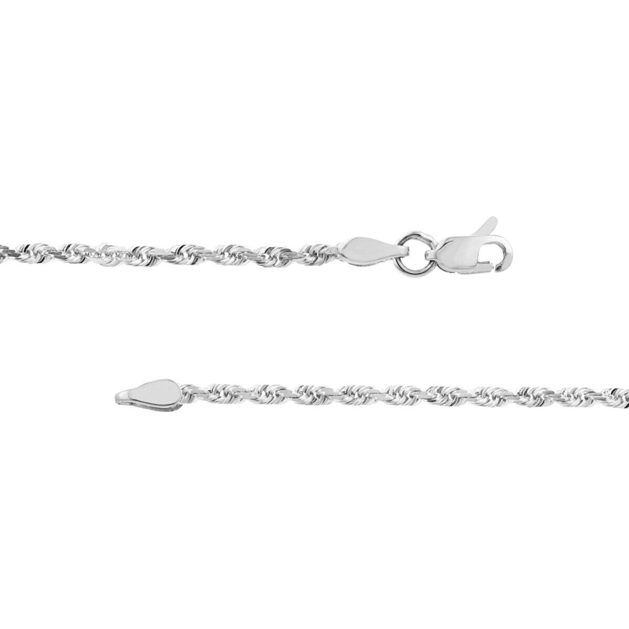 Olas d'Oro 20" Necklace - 14K White Gold 2.15mm Diamond Cut Rope Chain with Lobster Lock