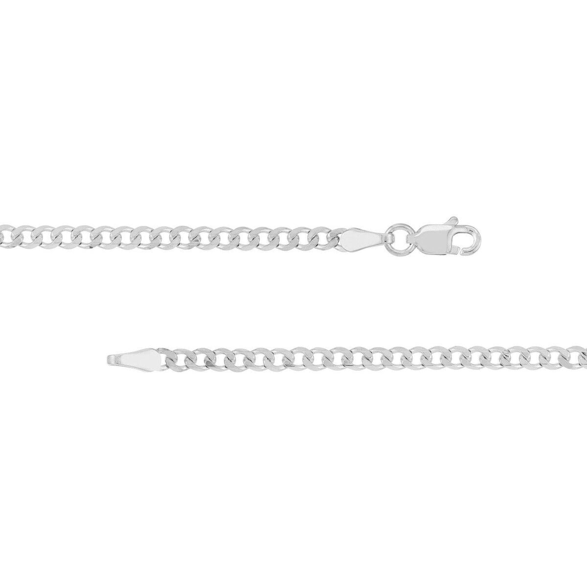 Olas d'Oro 20" Necklace - 14K White Gold 2.70mm Diamond Cut Open Curb with Lobster Lock