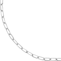 Olas d'Oro 20" Necklace - 14K White Gold 3.1mm Paper Clip Chain with Lobster Lock
