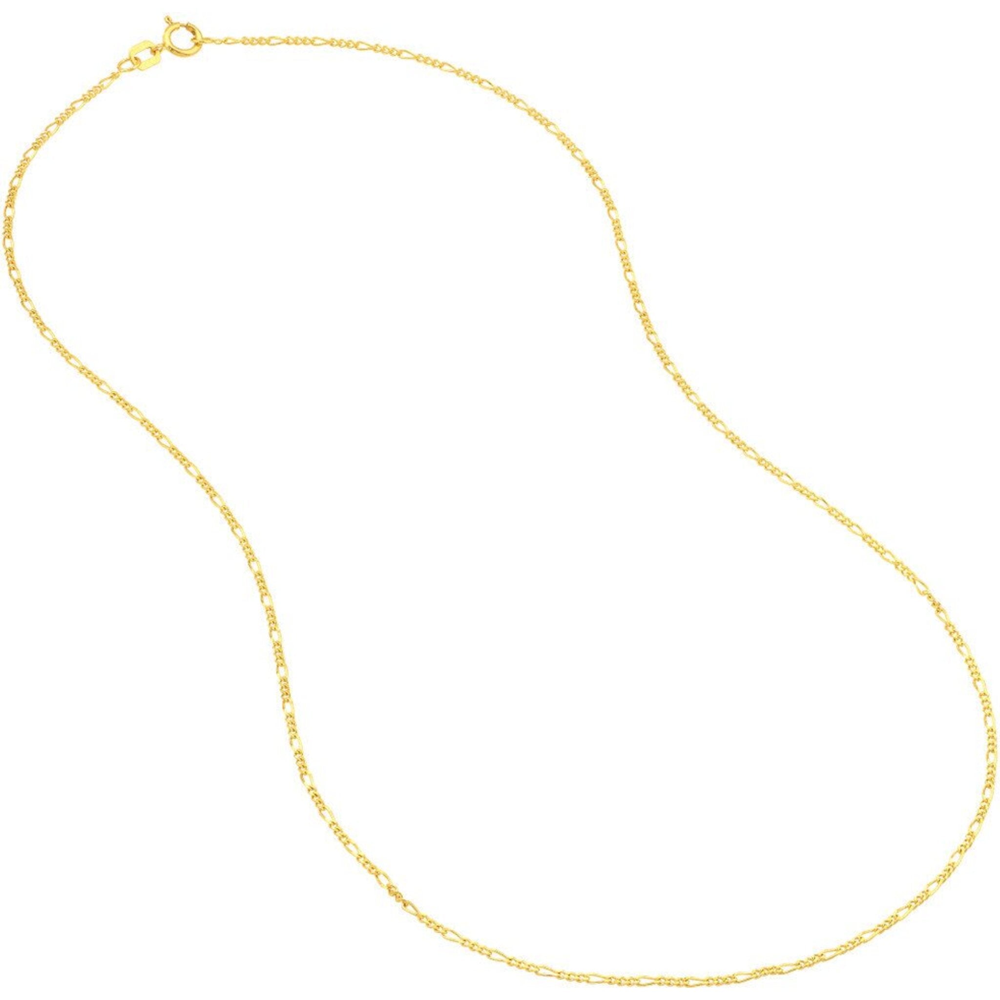 Olas d'Oro 20" Necklace - 14K Yellow Gold 1.30mm Figaro Chain with Spring Ring