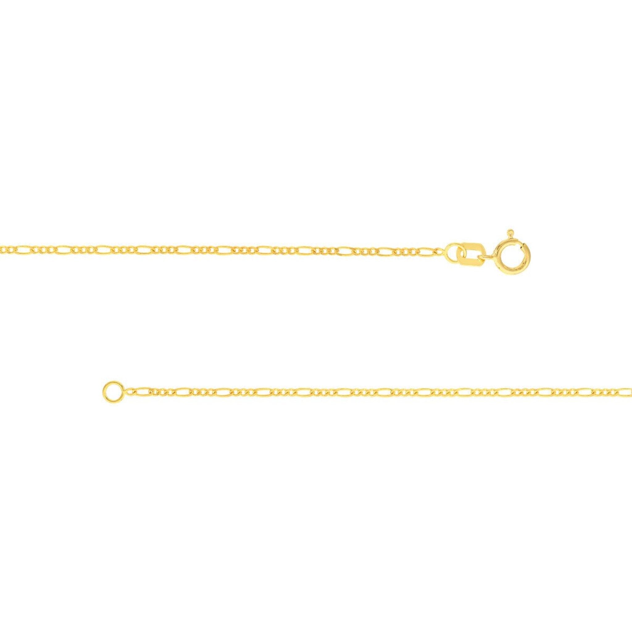 Olas d'Oro 20" Necklace - 14K Yellow Gold 1.30mm Figaro Chain with Spring Ring