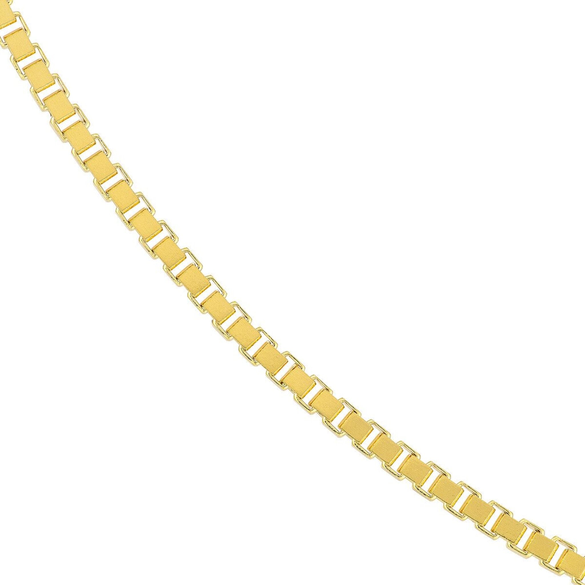 14k Solid Gold 14 Kt Gold Box Chain 14KT Yellow Gold 30 Box Chain