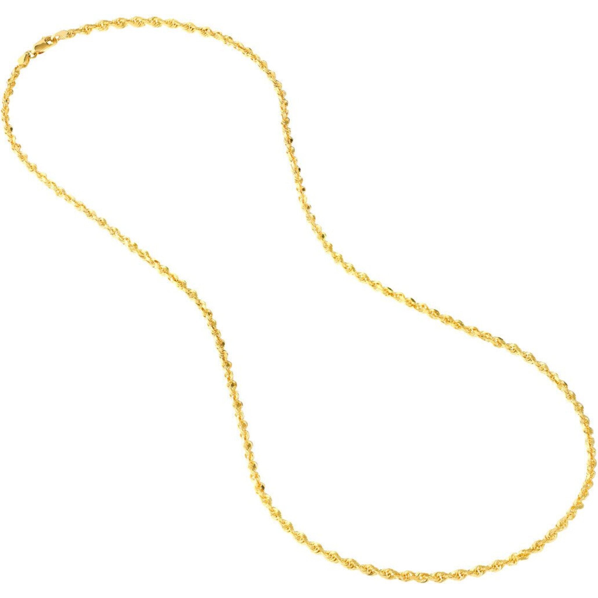 Olas d'Oro 20" Necklace - 14K Yellow Gold 3mm Diamond Cut Rope Chain with Lobster Lock